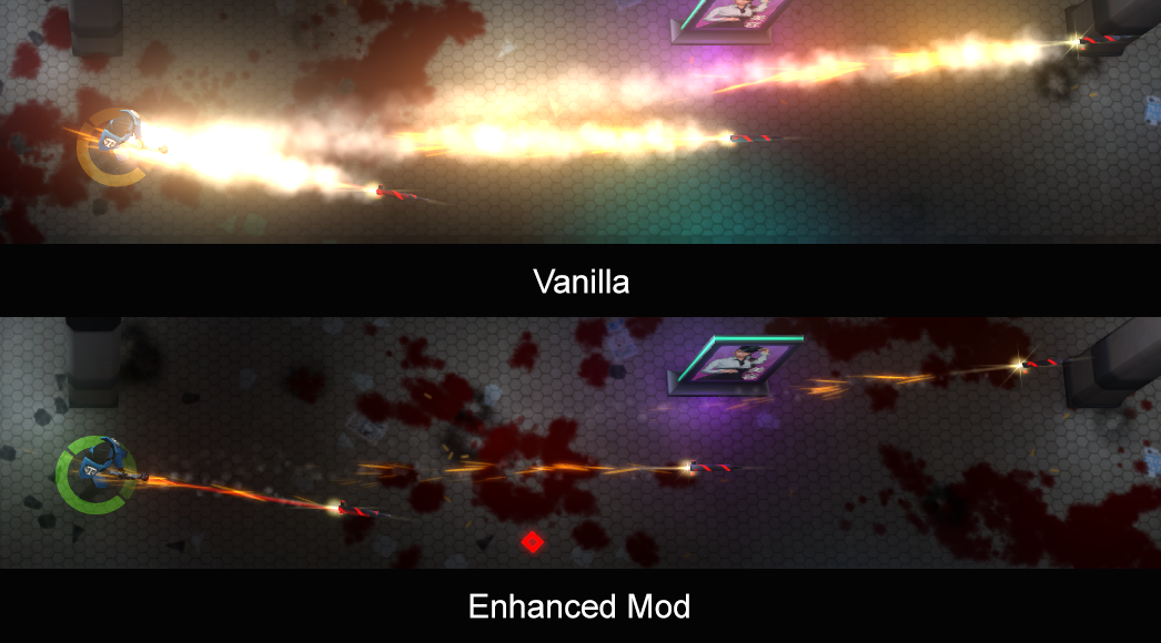 Comparison of vanilla vs. modded rocket effects