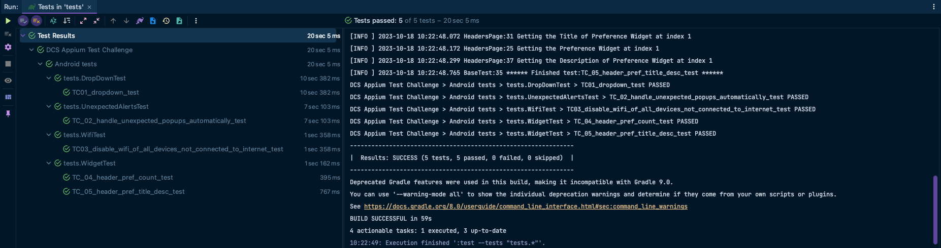 running tests from IDE