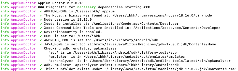 appium doctor output