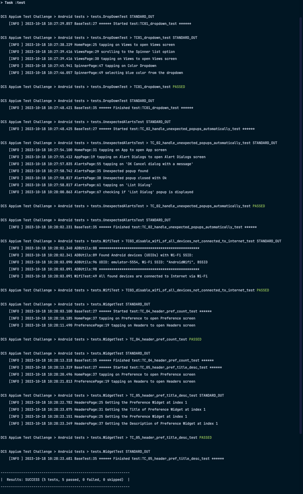 gradle terminal output