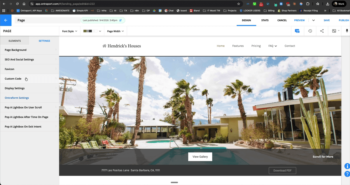N8N Chat Trigger node showing the embed code snippet and Chat URL
