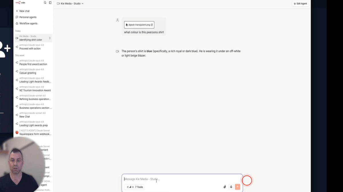 Chi Media Studio chat showing a generic image generation prompt and the agent proposing a detailed prompt for confirmation