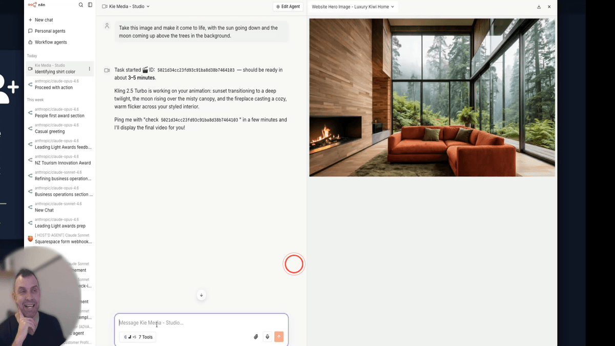 Chi Media Studio chat showing a follow-up prompt to convert the generated image into a video