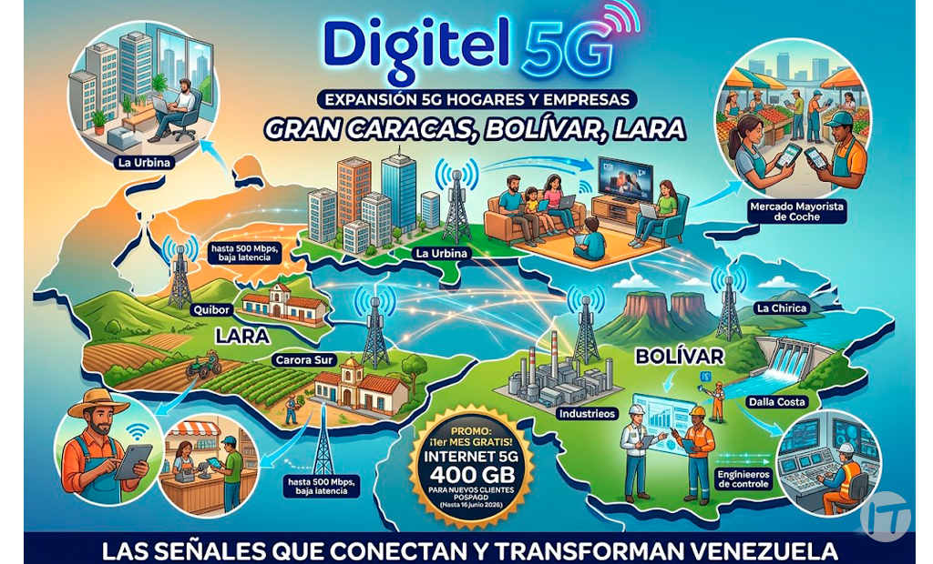 Digitel expande su 5G para hogares y empresas a Gran Caracas, Bolívar y Lara 