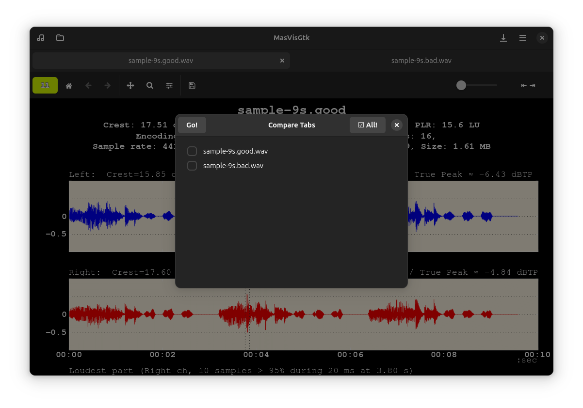 Comparison Tabs Dialog