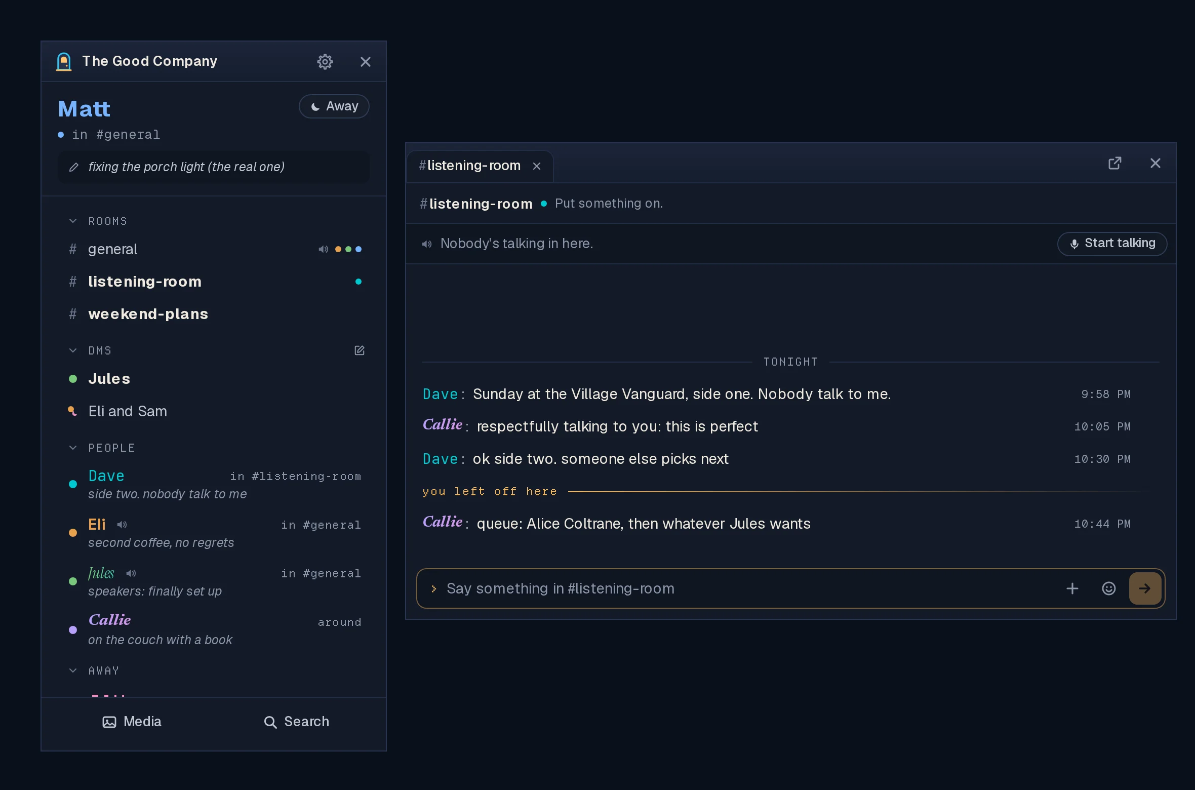 The buddy list beside a chat window