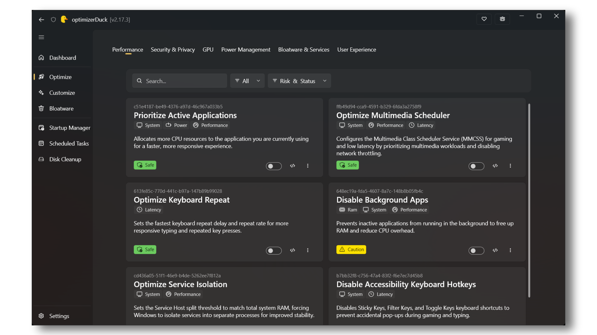 optimizerDuck Dark Mode