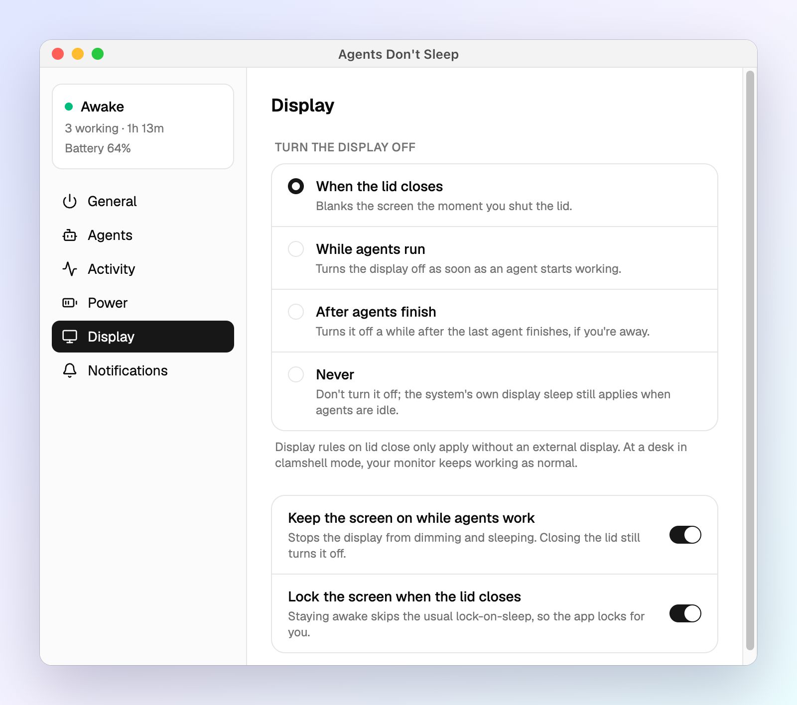 Display settings