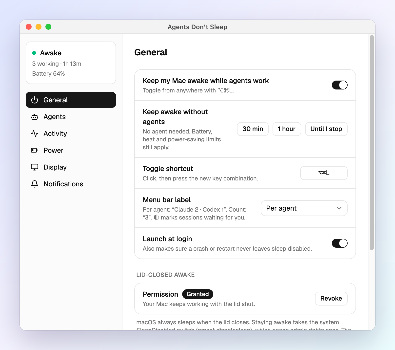 General settings
