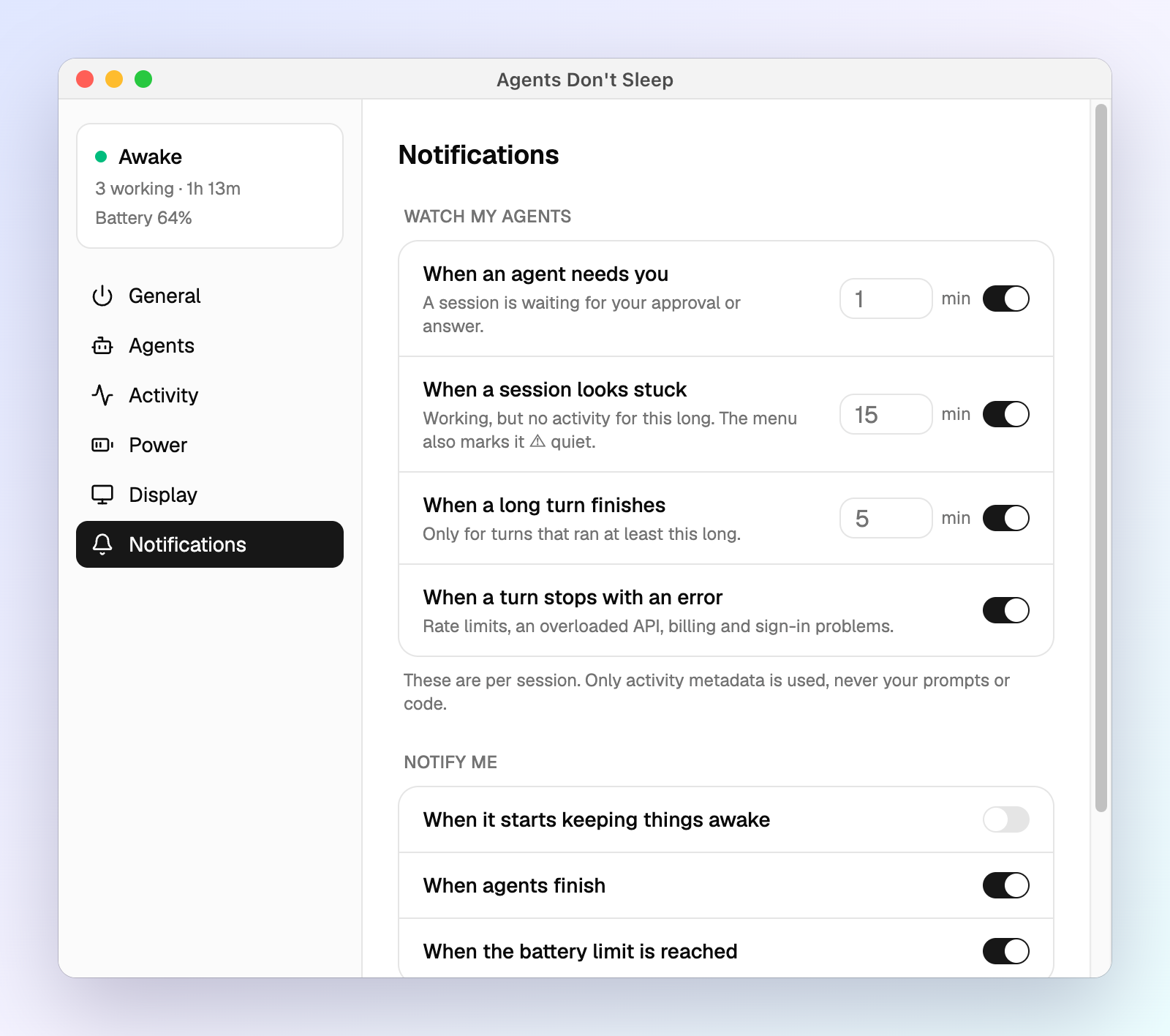Notification settings