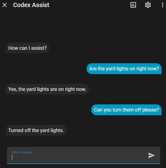 Codex Assist light control chat