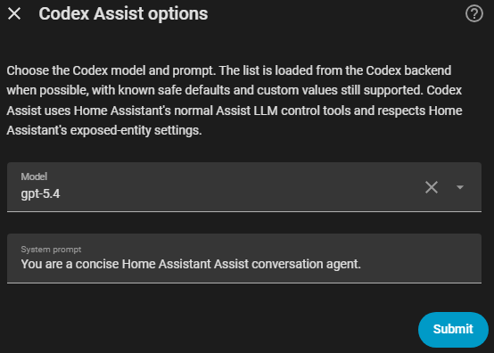 Codex Assist options