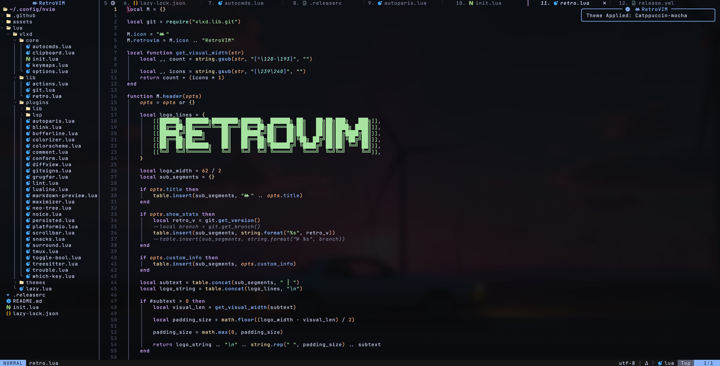 Catppuccin Mocha theme