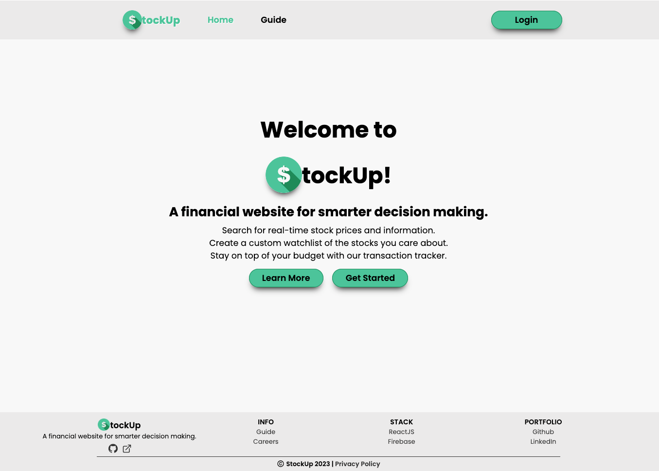 StockUp Home Page