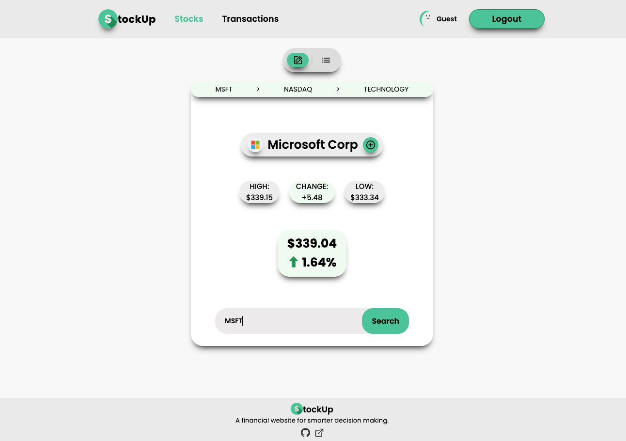 Stock search component