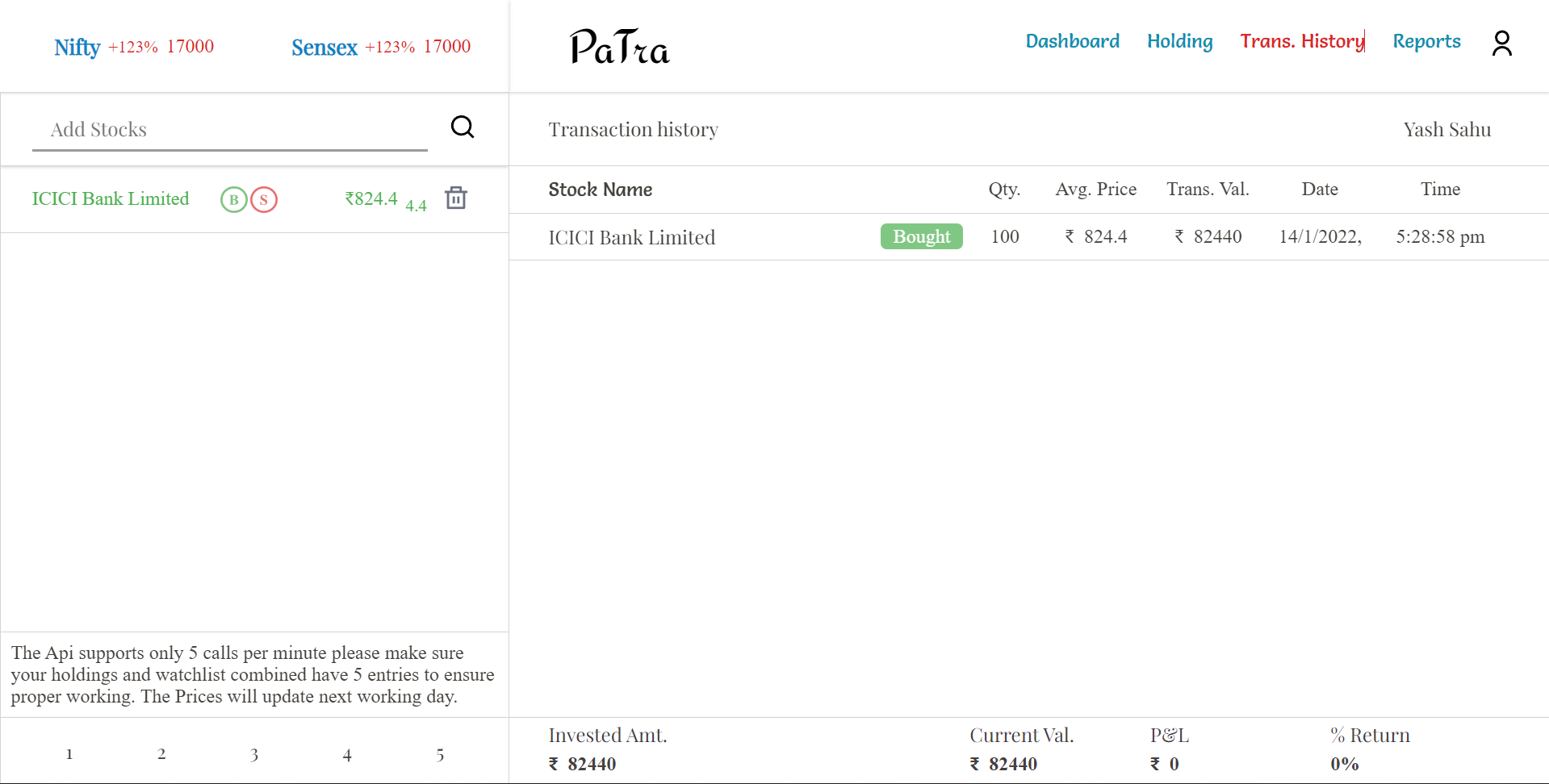 Transaction History