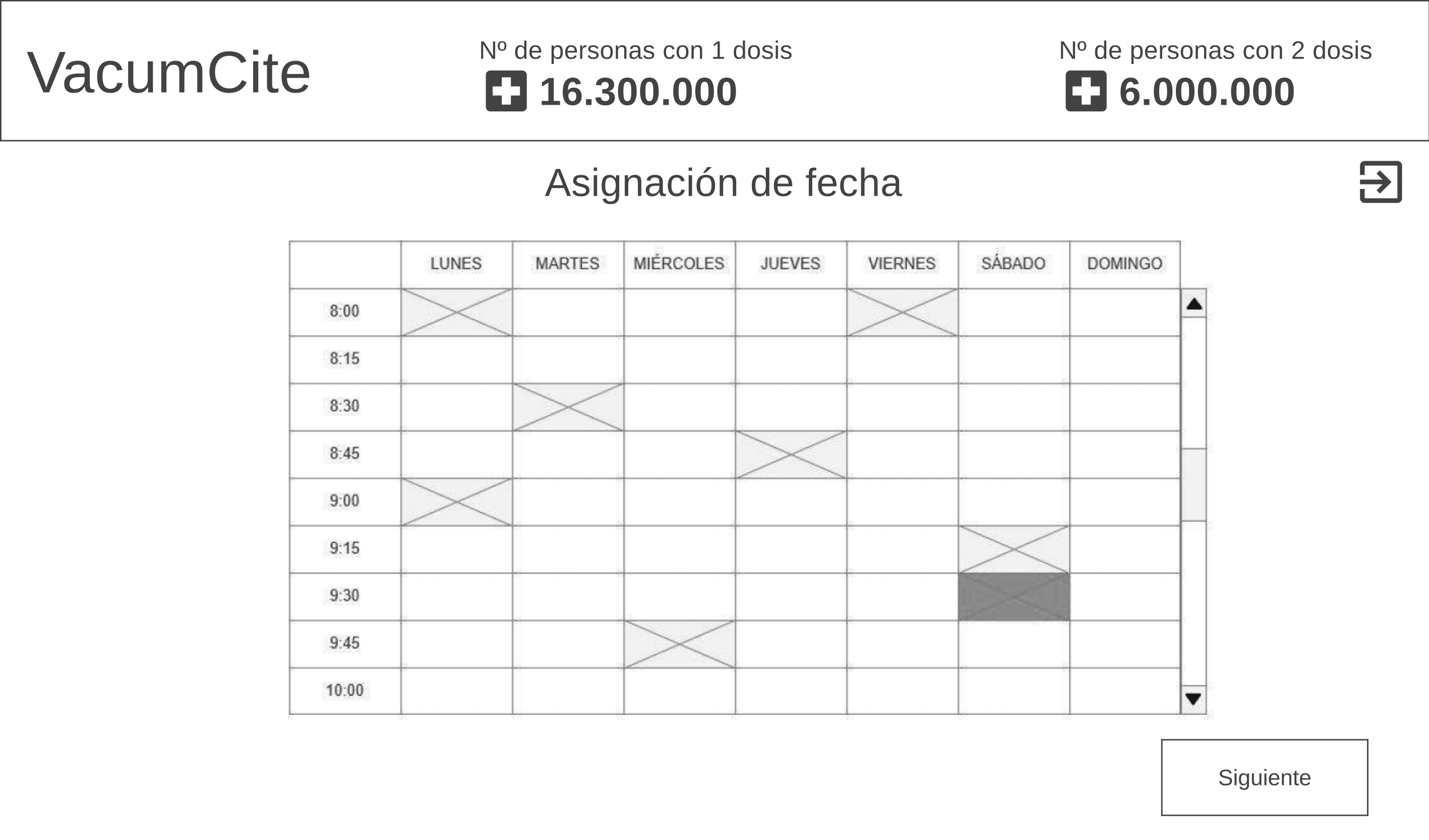 Calendar wireframe showing available and unavailable dates