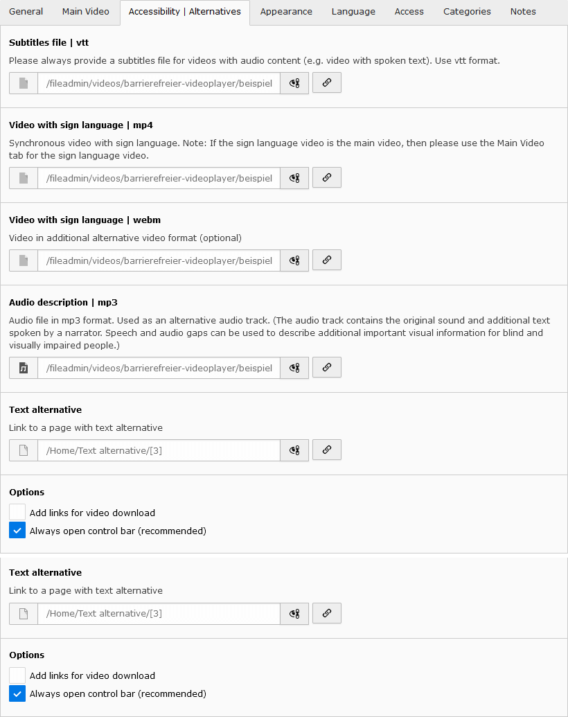 screen shot of tab accessibility and alternatives!
