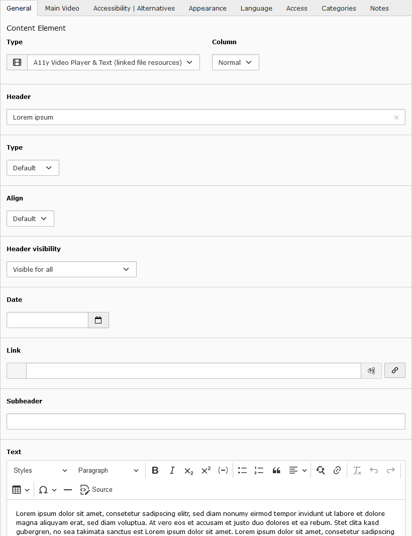 screen shot of tab general!