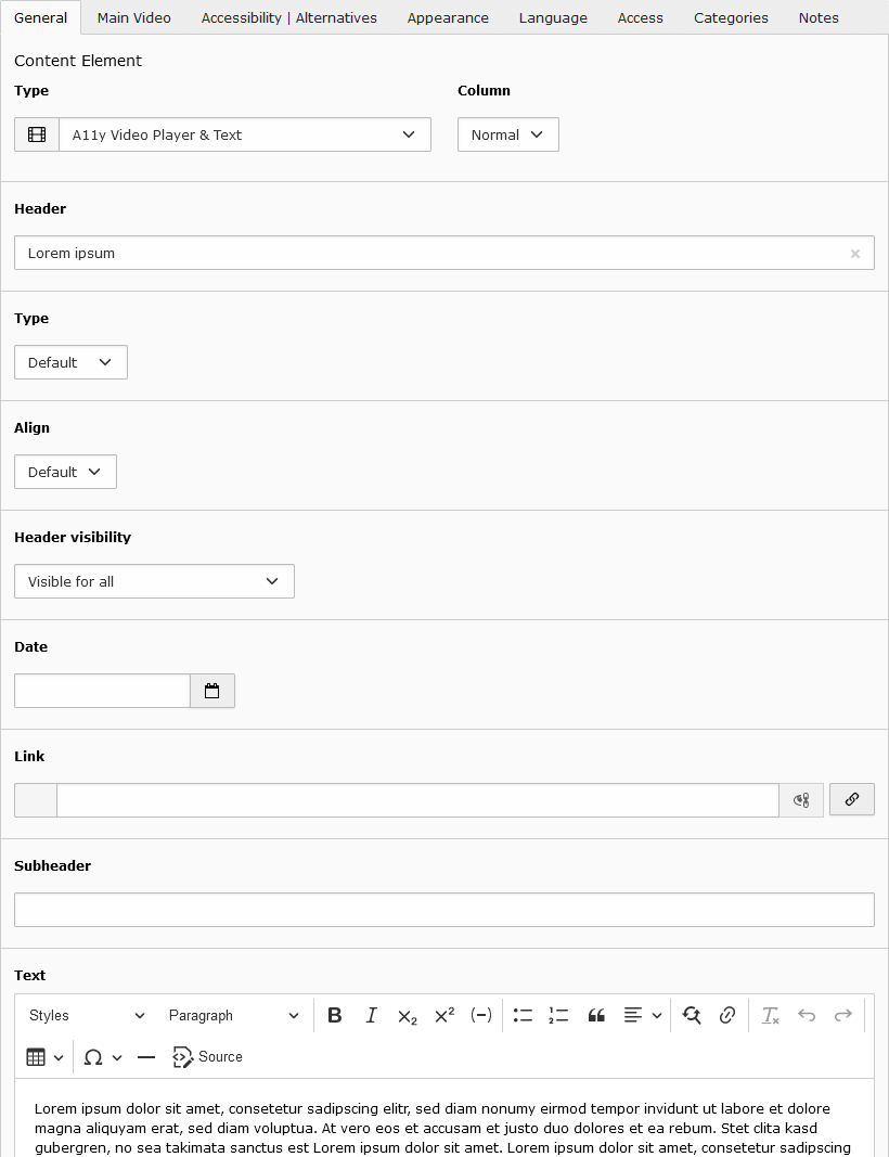 screen shot of tab general!