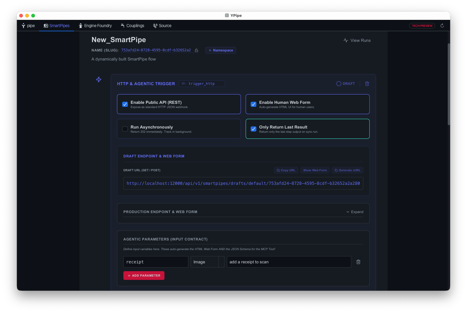 SmartPipes HTTP & Web Form Trigger