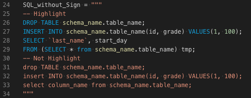 SQL stirng no Sign