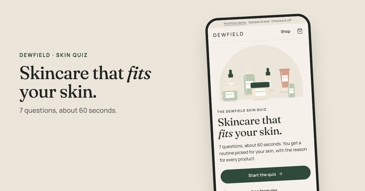 DEWFIELD skincare routine quiz preview