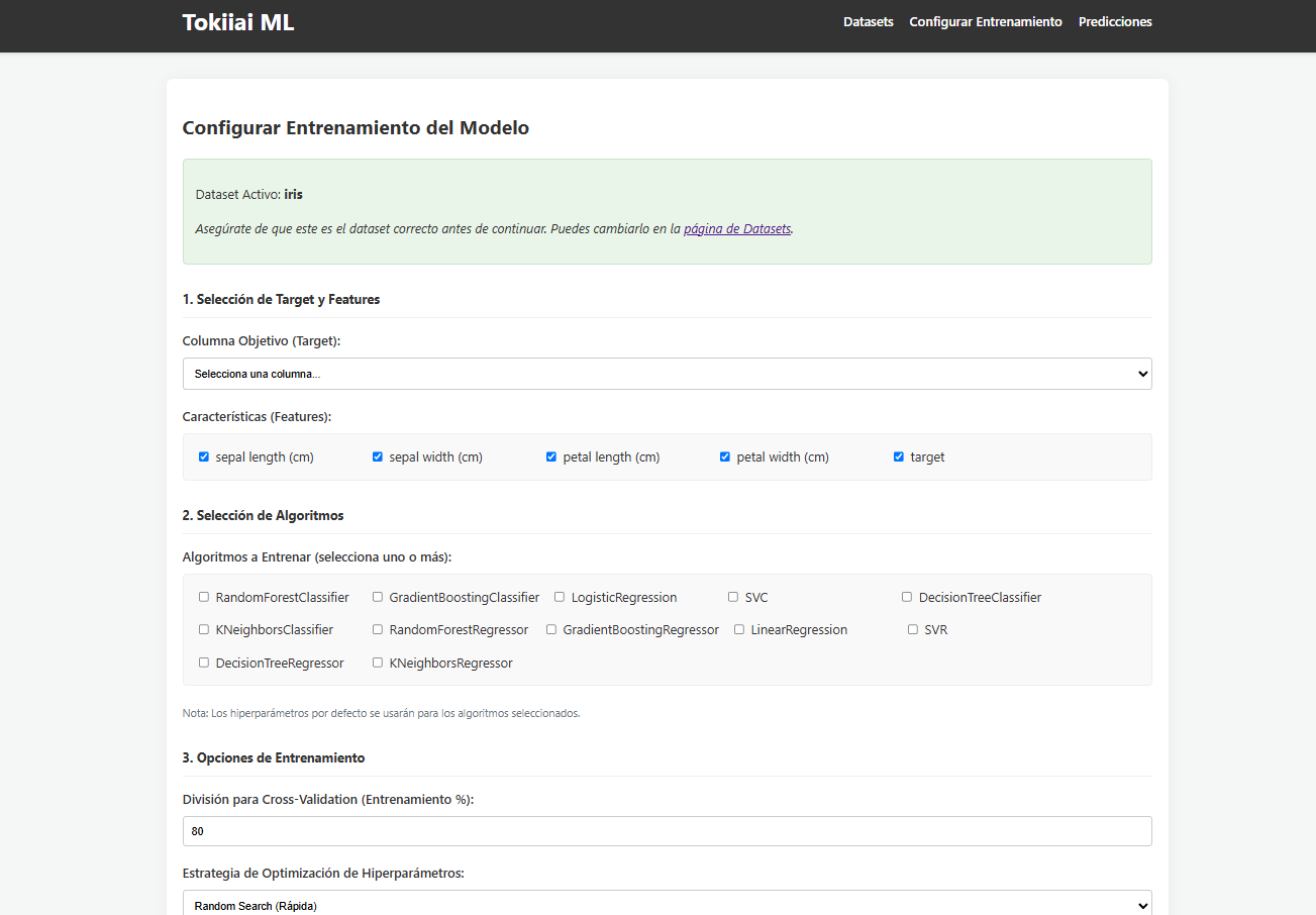 Captura de pantalla de la aplicación TokiiAI