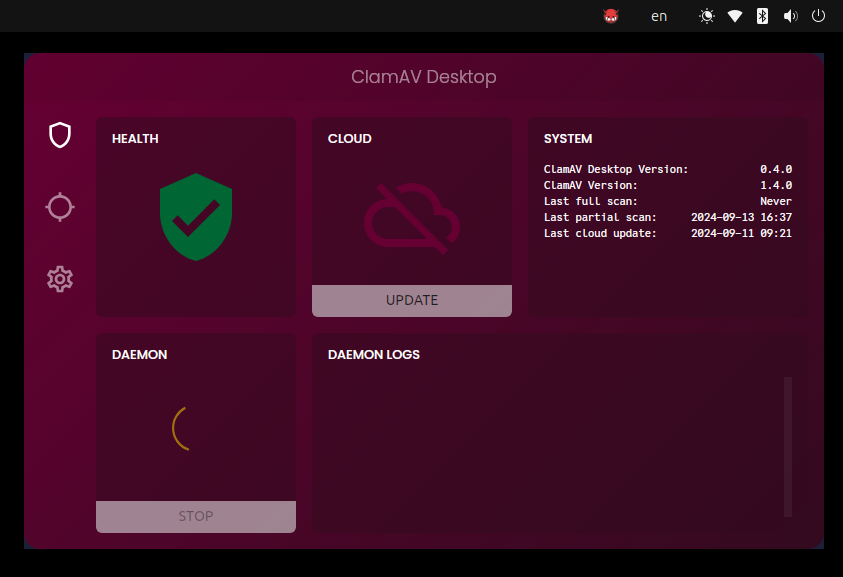 ClamAV Desktop Dashboard