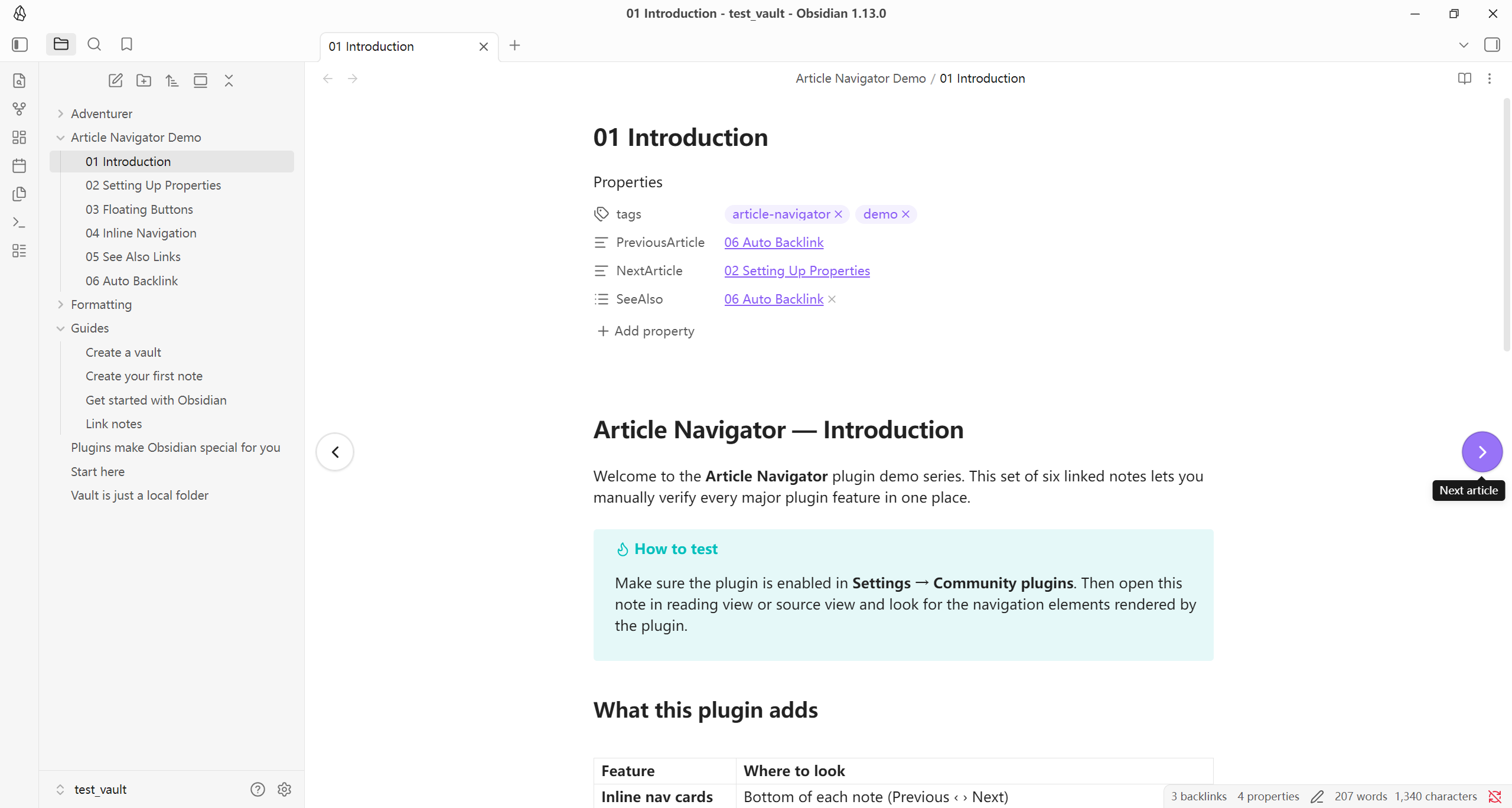navigate to next article with circular style navigator