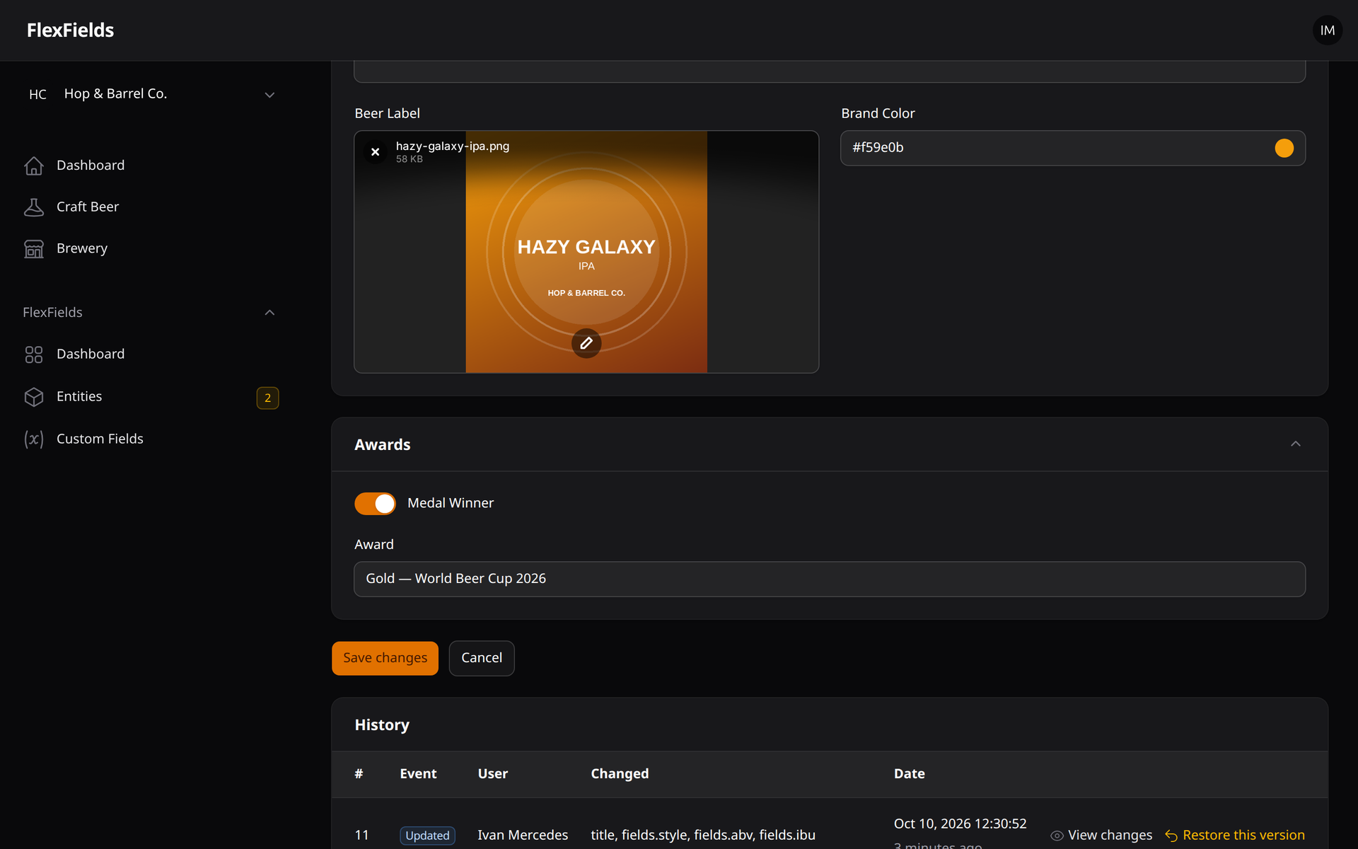Conditional Fields Screenshot