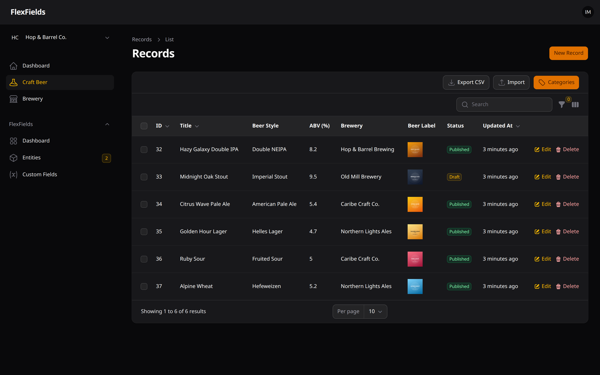 Craft Beer Records Screenshot
