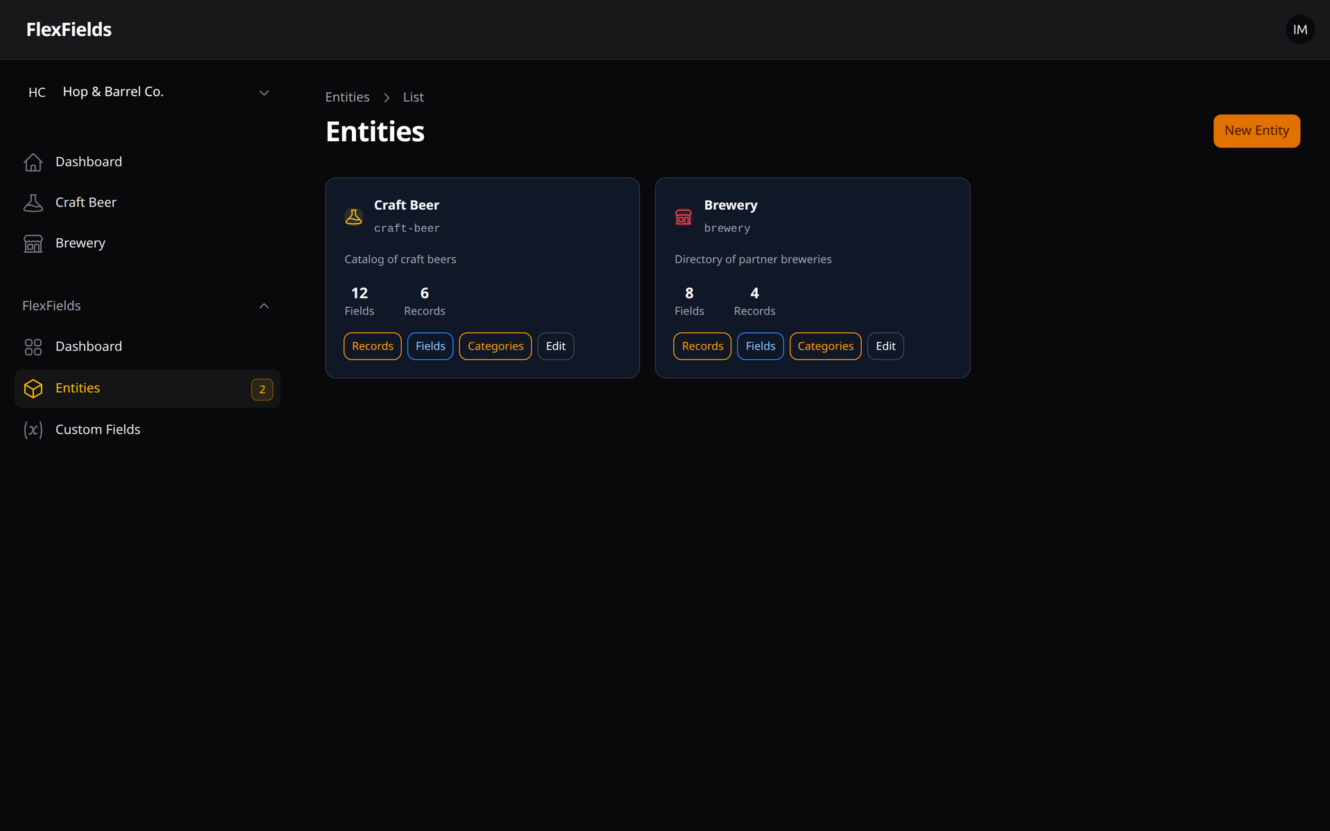 Entities Screenshot