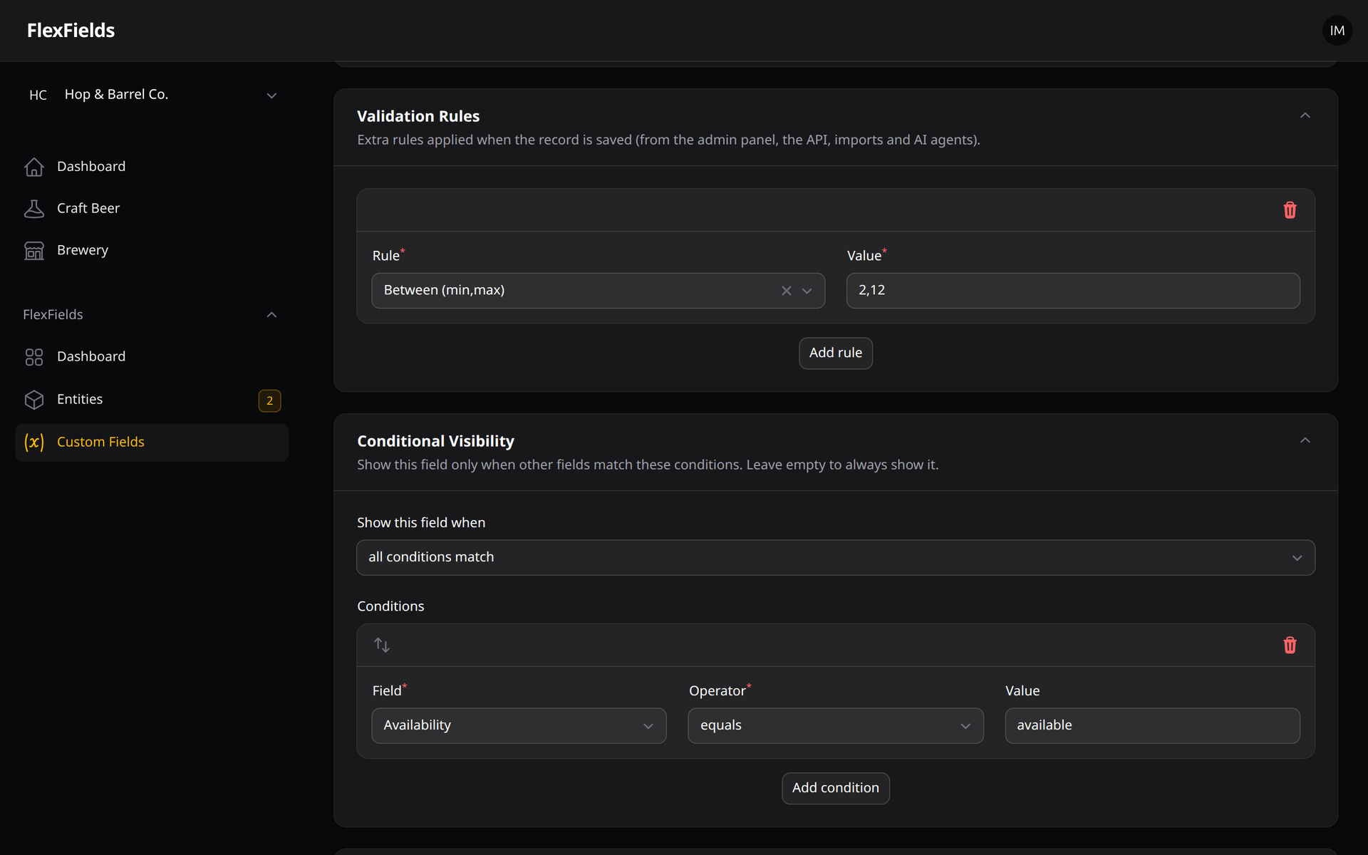 Field Builder Screenshot