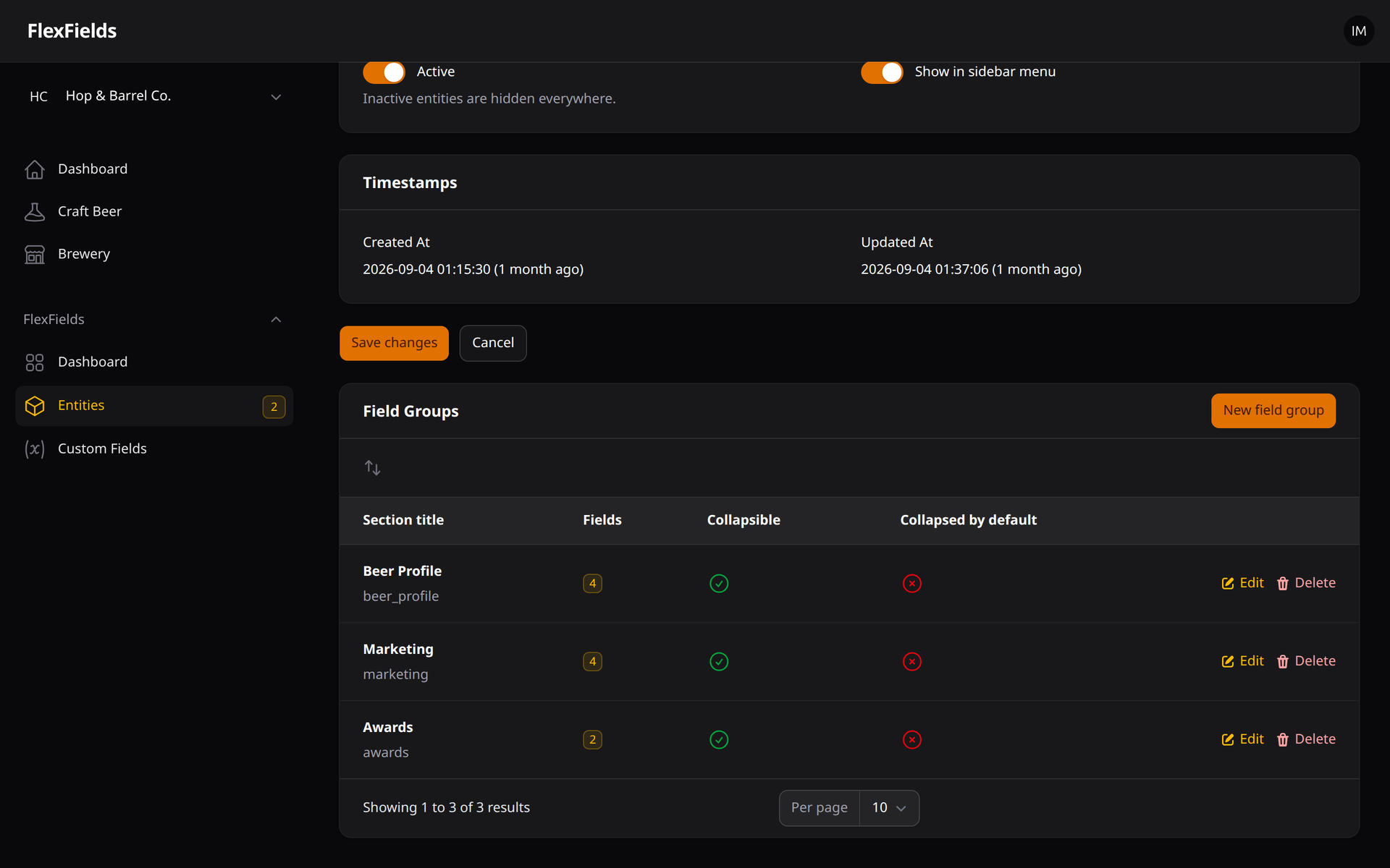 Field Groups Screenshot
