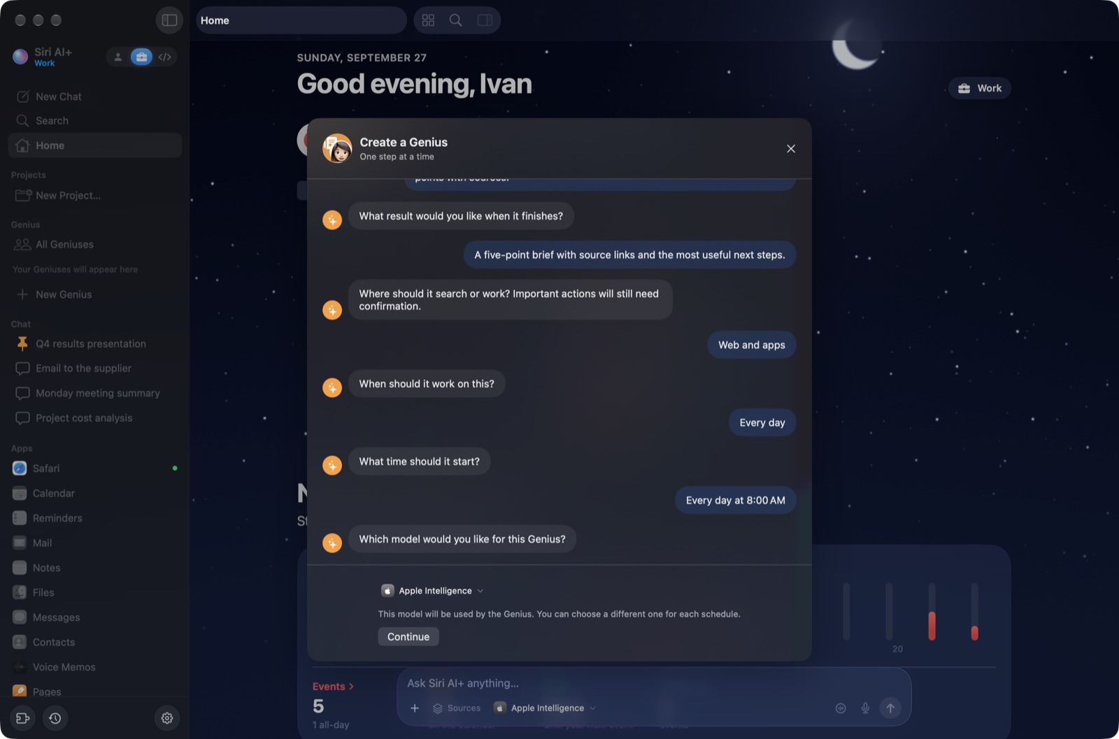 Step-by-step Genius creation chat