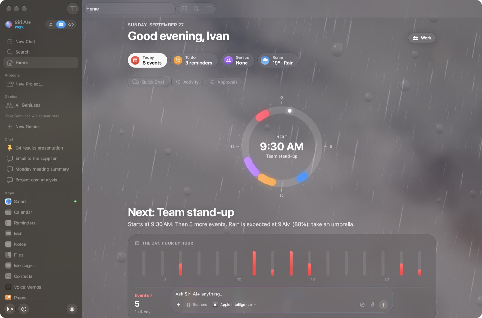 Work space in dark mode