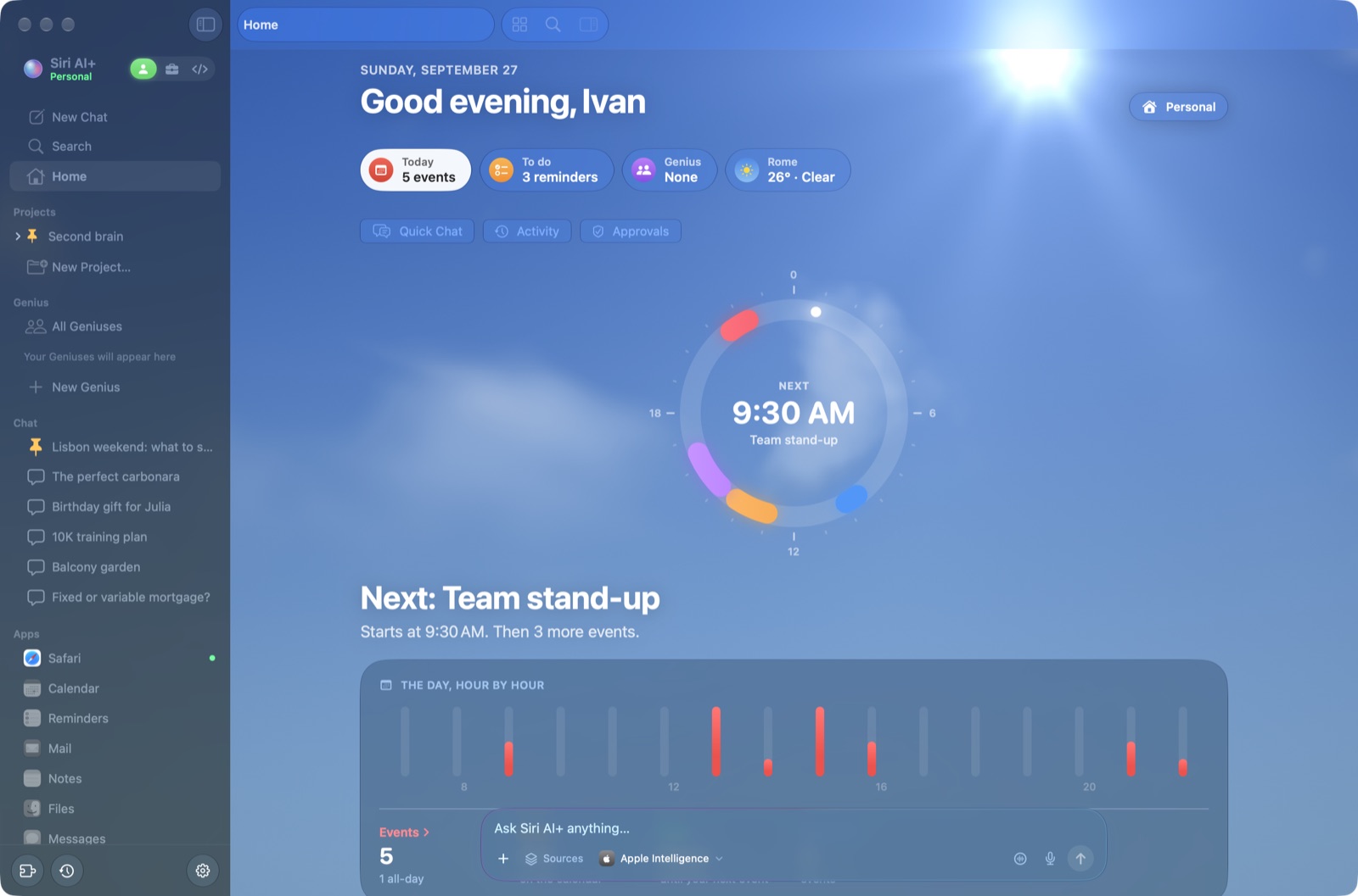 Siri AI+: the Home with your day, the weather and your chats