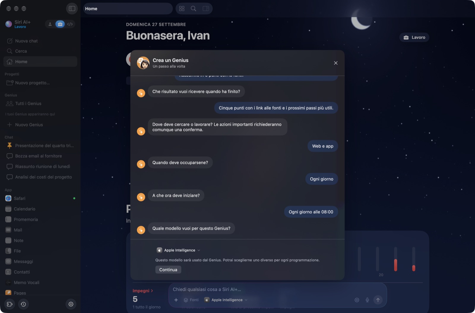 Chat guidata per creare un Genius