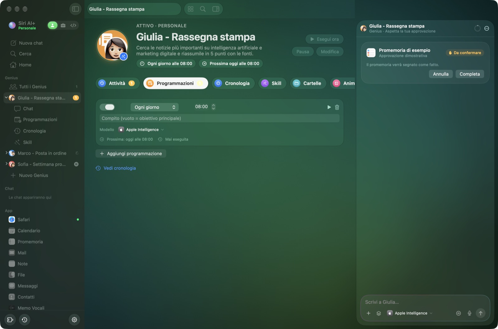 Una programmazione di un Genius con il suo modello