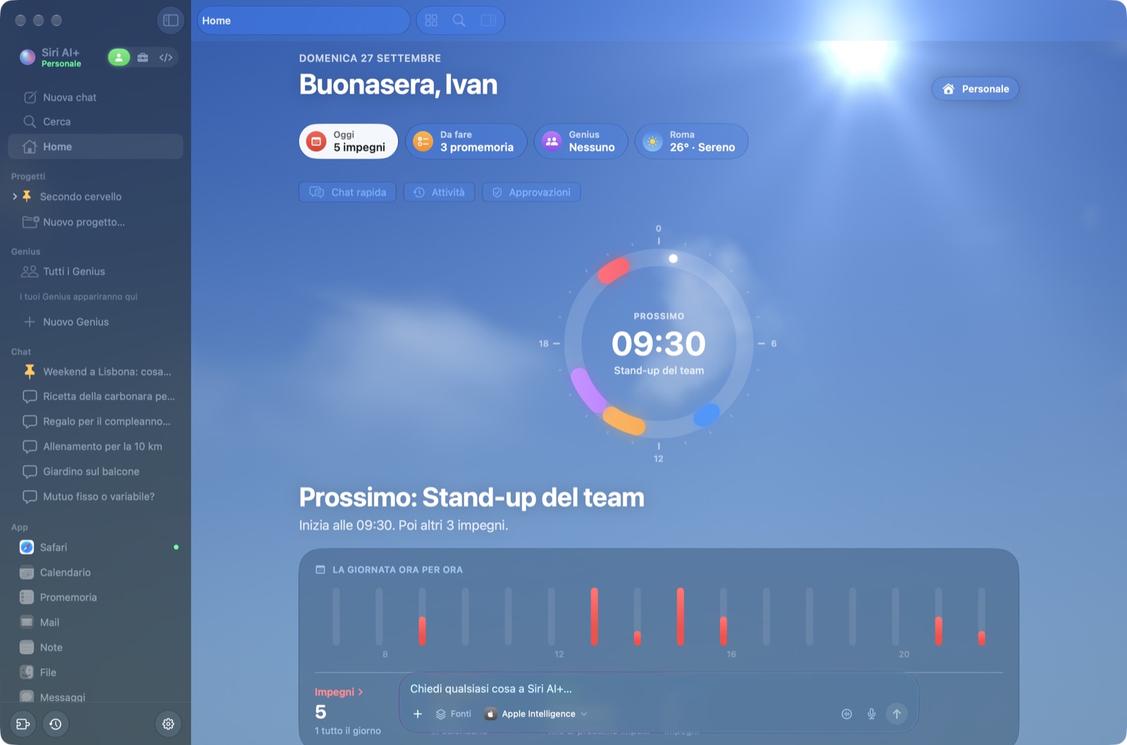 Siri AI+: la Home con la tua giornata, il meteo e le tue chat