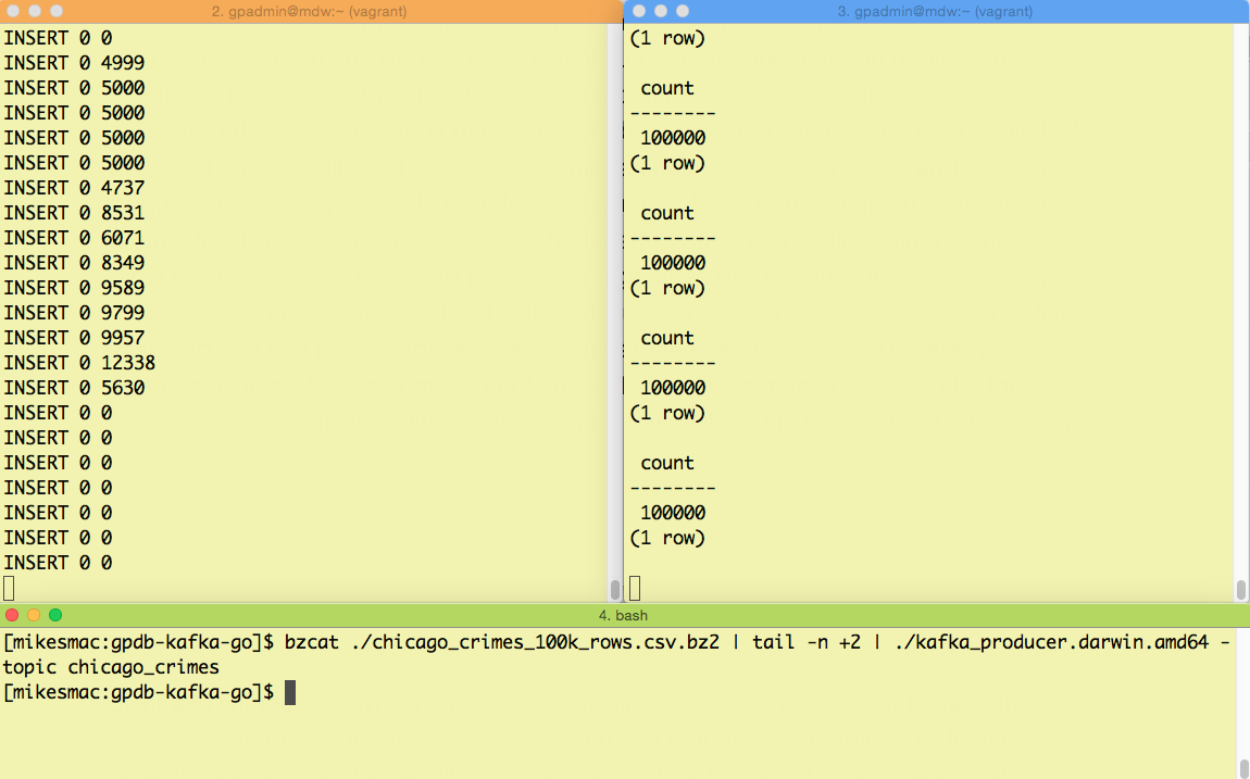 Final view of data loading process