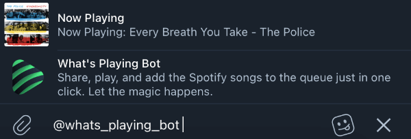 What's Playing Bot Inline Query Screenshot