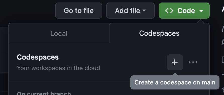 create codespaces on main
