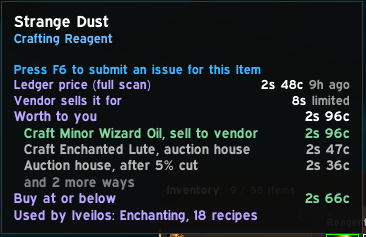 Item tooltip with what it's worth to you
