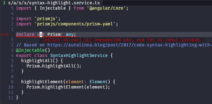 coc-eslint in action inside neovide