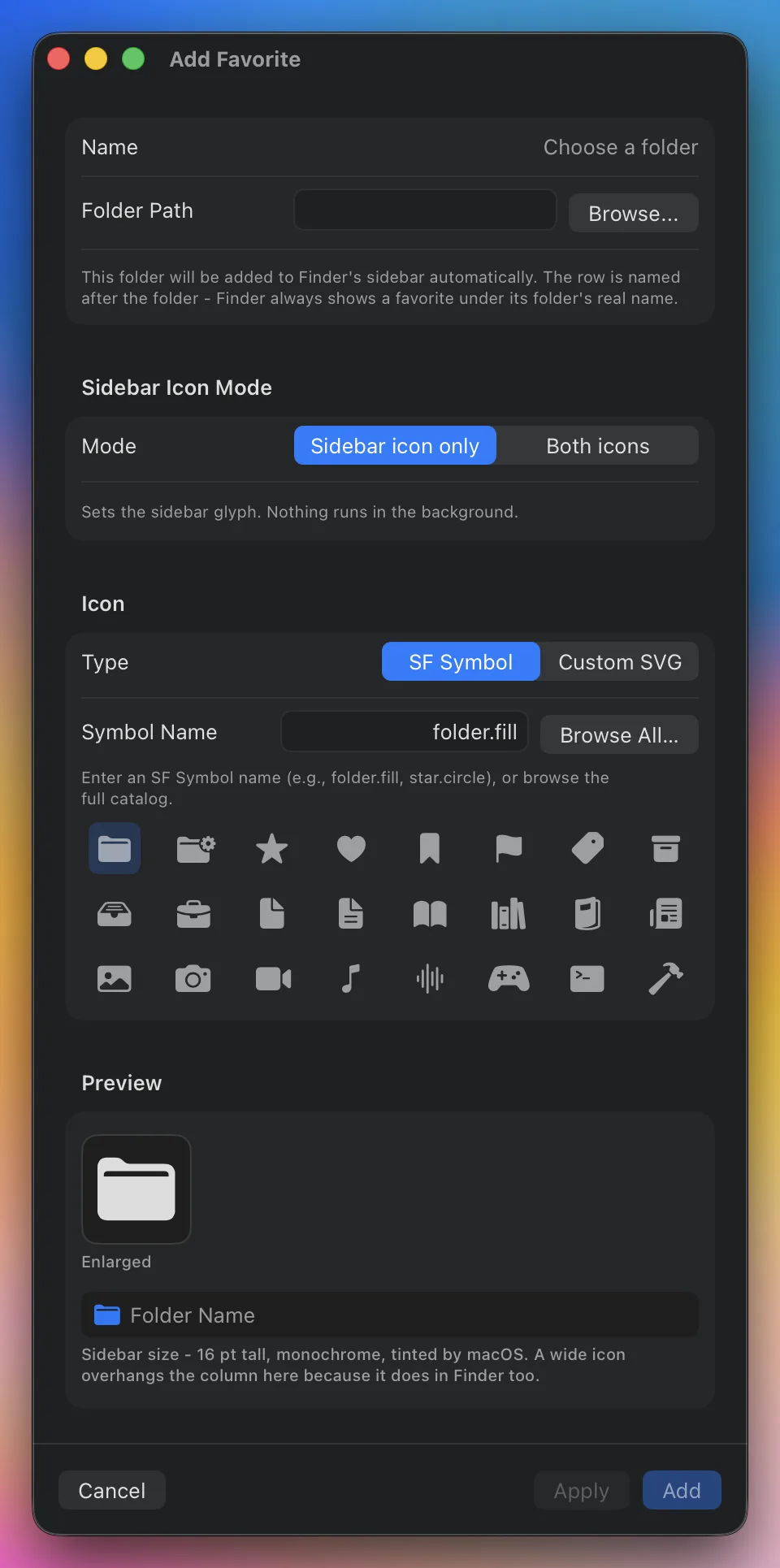 SidebarFavorites screenshot 4