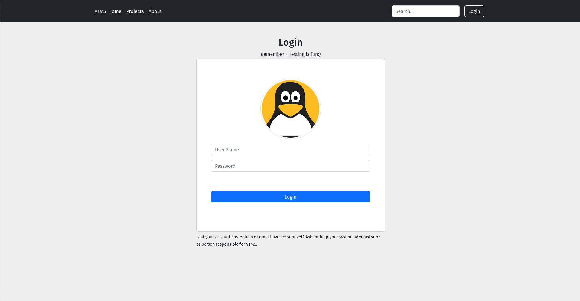 login page