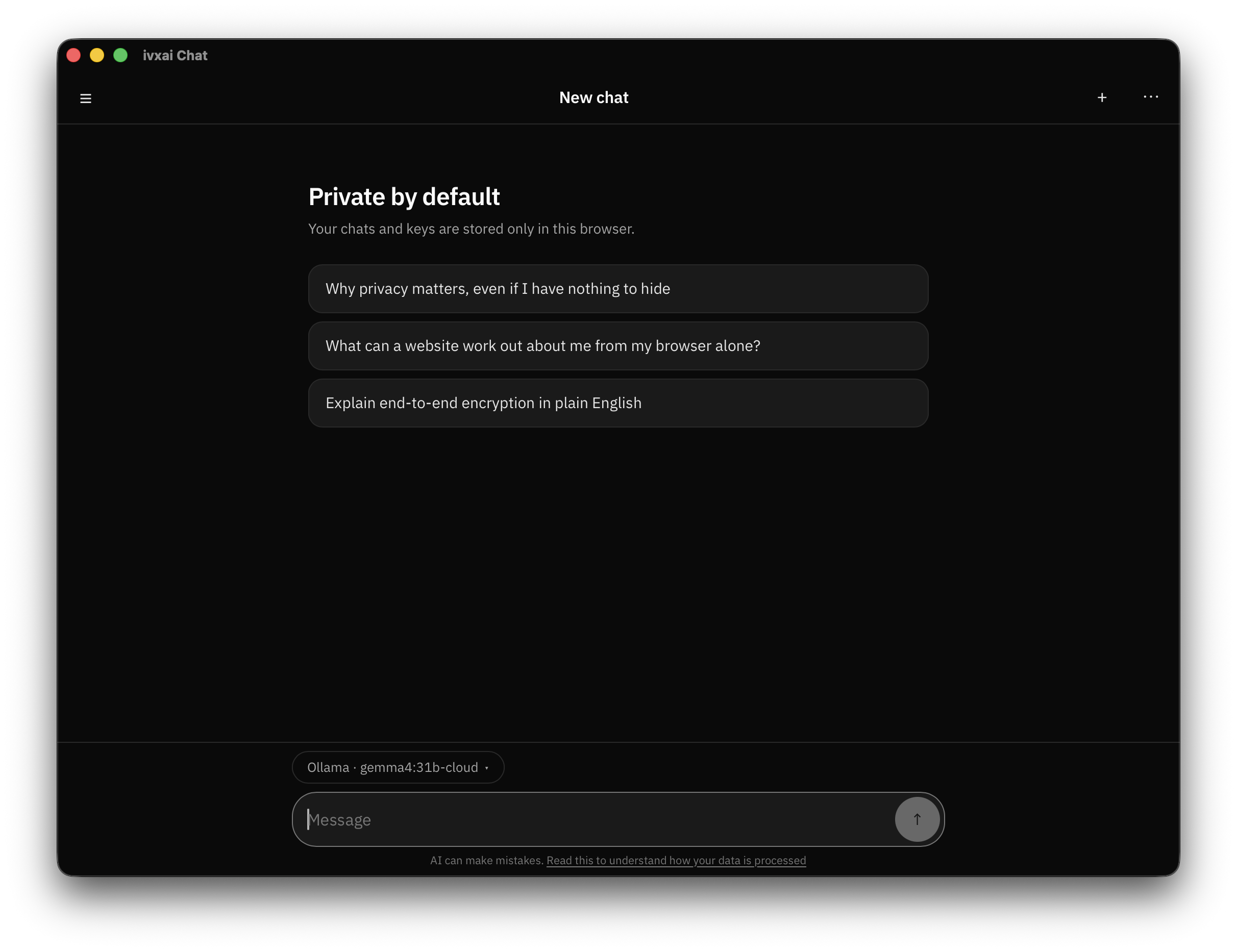 ivx/ai Chat running as a desktop app