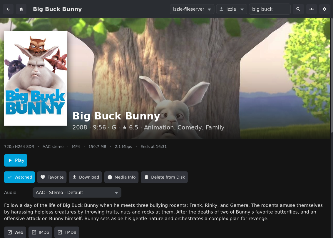 A movie's page